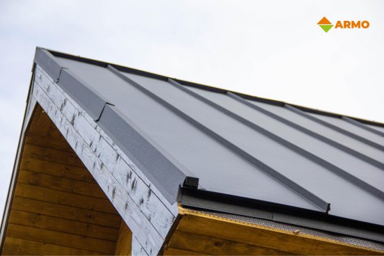 Самозащелкивающаяся кровля ARMO с карнизным подгибом Rooftop Бархат Zn180