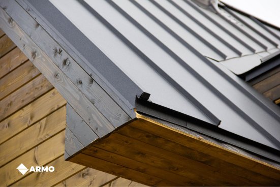 Самозащелкивающаяся кровля ARMO с карнизным подгибом Rooftop Бархат Zn180