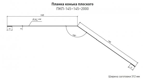 Конек плоский 145х145 Стинержи Rooftop Бархат