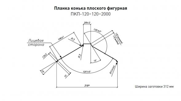 Конек фигурный 120х15х25х15х120 Стинержи Corundum50