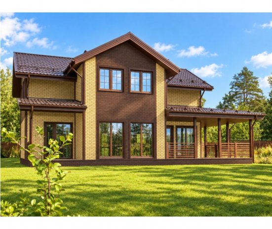 Фасадные панели Grand Line состаренный кирпич Design Plus солома с темно-бежевым швом