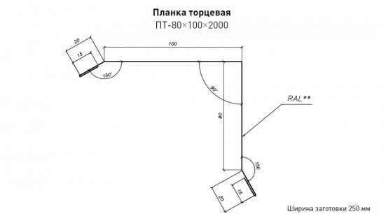 Планка торцевая 80х100 Стинержи Стальной Кашемир
