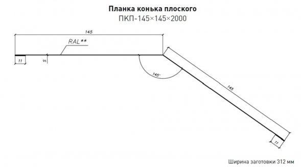 Конек плоский 145х145 Стинержи Purrus Матовый