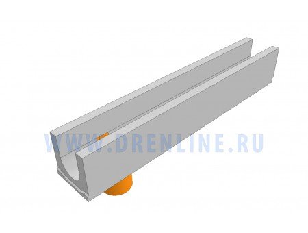Лоток водоотводный Дренлайн бетонный Standart DN150 h255 с вертикальным водосливом